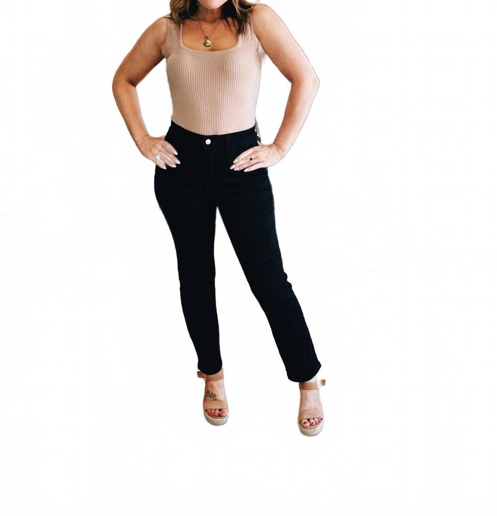 NEW KANCAN quiet authority high-rise slim straight jeans in black